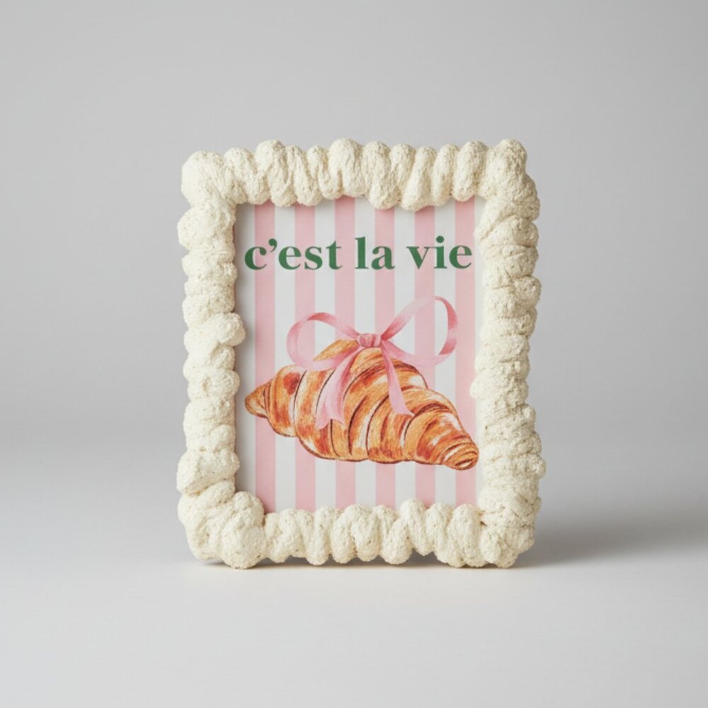 GORGEOUS and Cute Foam Frame "C'est la Vie" Croissant Home Decor Handmade